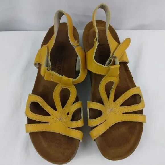 Naot Sandals Slingback Strappy Yellow Leather Open Toe Casual Womens 35 US 4 4.5 - Picture 3 of 12